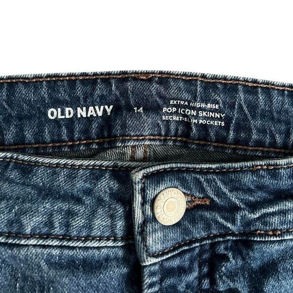 Old Navy Jeans Women's Sz 14 Blue Pop Icon Skinny Extra High-Rise Slim P… - Picture 2 of 10